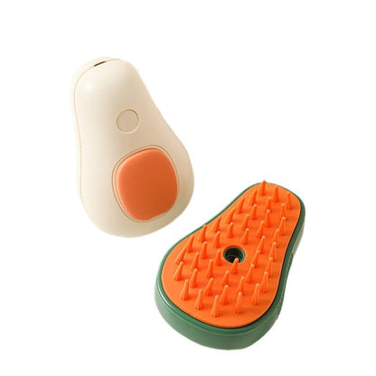 Brosse à vapeur pour chat en forme d'avocat, conçue pour éliminer les poils et améliorer le pelage.